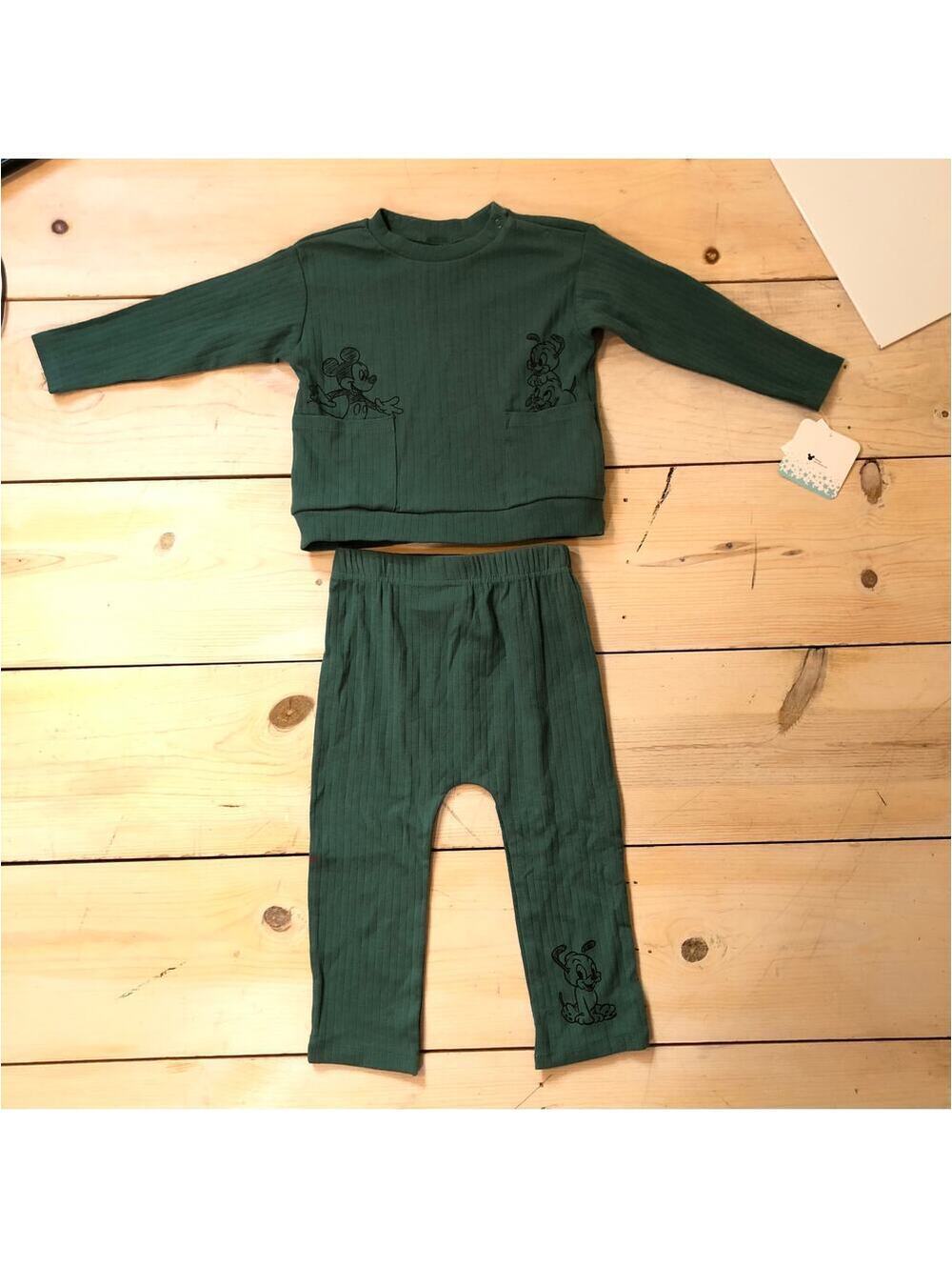 Disney Baby NWT Toddler Boys' Green Baby Mickey Baby Pluto Knit Set Size 18M